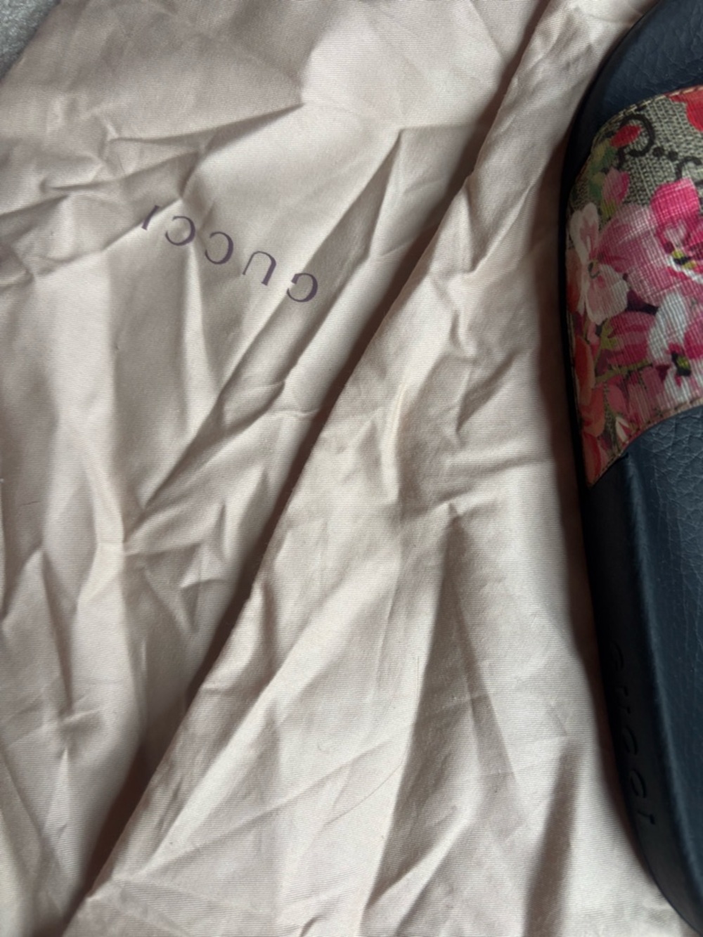 Gucci Floral Monogram Slides in Black and Multicolor - Picture 2 of 6